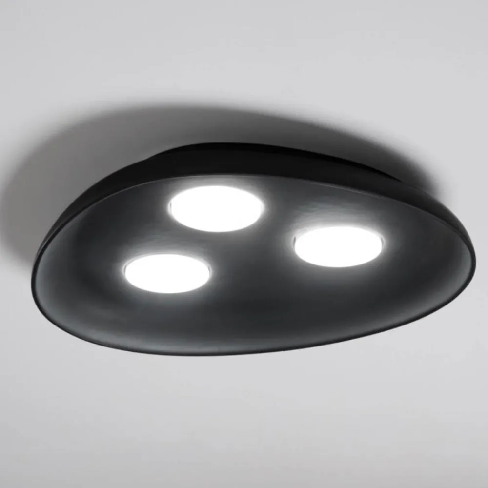 Plafoniere Moderne-Vivida International Plafoniera in ceramica reloux ovale a 3 luci nera vivida