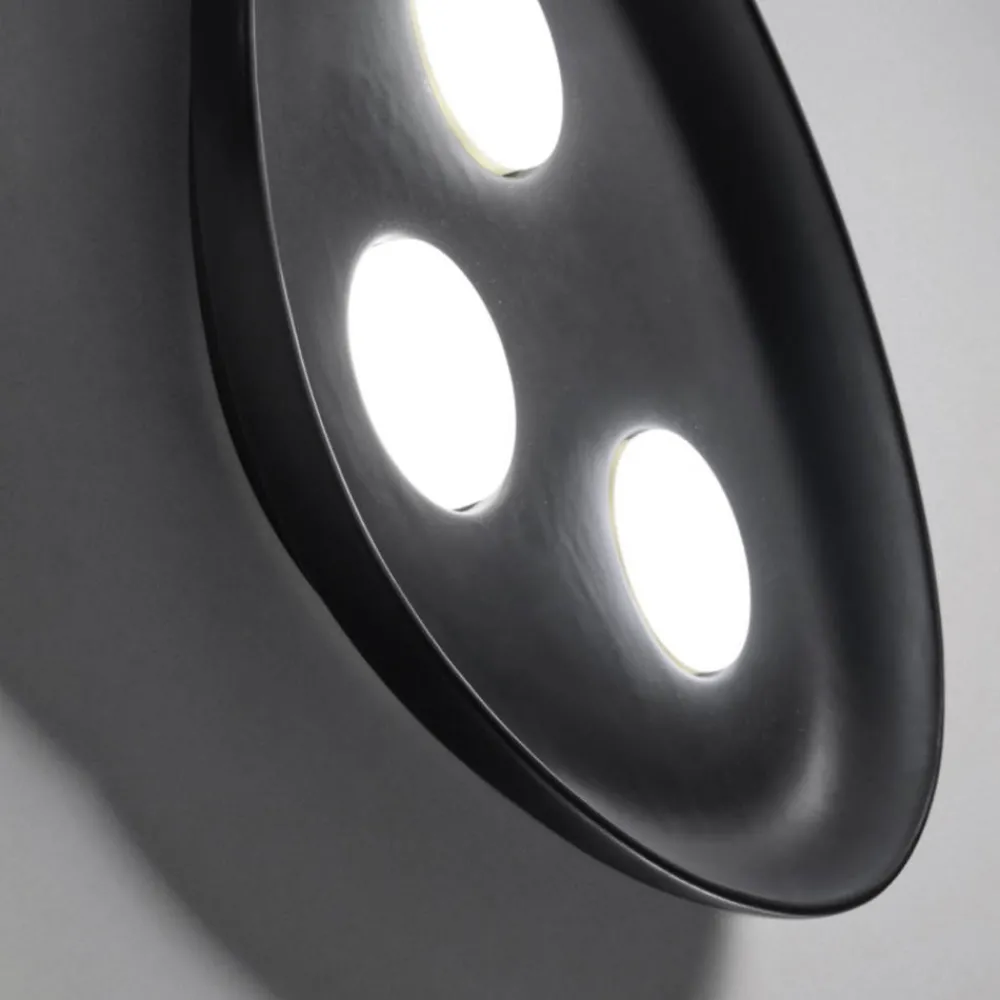 Plafoniere Moderne-Vivida International Plafoniera in ceramica reloux ovale a 3 luci nera vivida