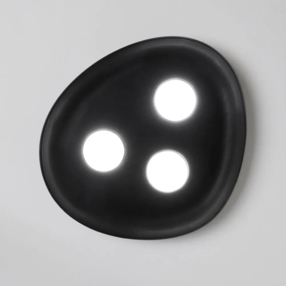 Plafoniere Moderne-Vivida International Plafoniera in ceramica reloux ovale a 3 luci nera vivida