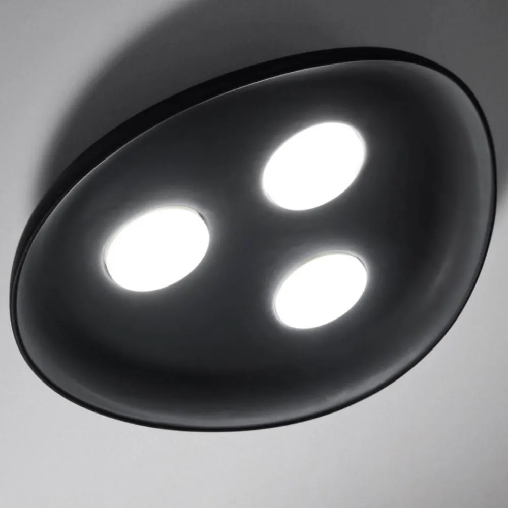 Plafoniere Moderne-Vivida International Plafoniera in ceramica reloux ovale a 3 luci nera vivida