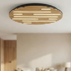 Plafoniere Moderne-Selezionato da Mazzolaluce Plafoniera in legno con pannello acustico led 2700k a 5000k con telecomando app