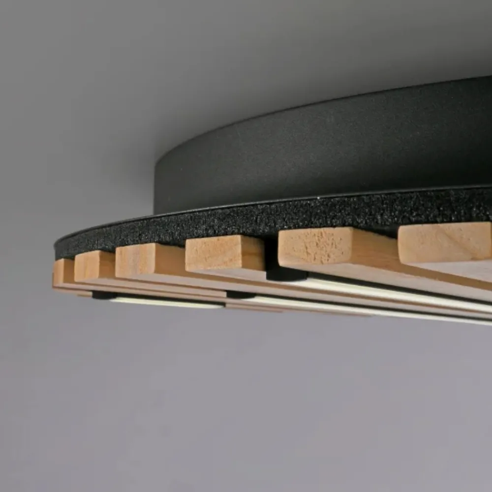 Plafoniere Moderne-Selezionato da Mazzolaluce Plafoniera in legno con pannello acustico led 2700k a 5000k con telecomando app