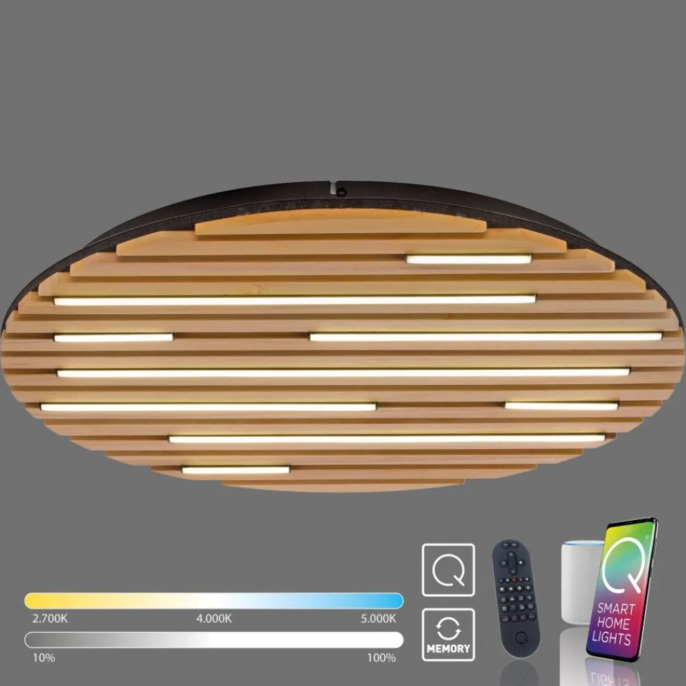 Plafoniere Moderne-Selezionato da Mazzolaluce Plafoniera in legno con pannello acustico led 2700k a 5000k con telecomando app