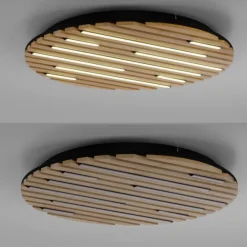 Plafoniere Moderne-Selezionato da Mazzolaluce Plafoniera in legno con pannello acustico led 2700k a 5000k con telecomando app