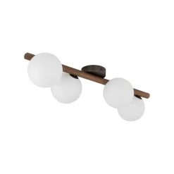 Plafoniere Moderne-Selezionato da Mazzolaluce Plafoniera in legno per cucina moderna sfere vetro bianco