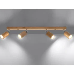 Plafoniere Moderne-Selezionato da Mazzolaluce Plafoniera in legno per cucina con faretti orientabili