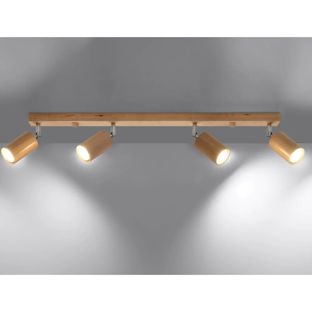 Plafoniere Moderne-Selezionato da Mazzolaluce Plafoniera in legno per cucina con faretti orientabili