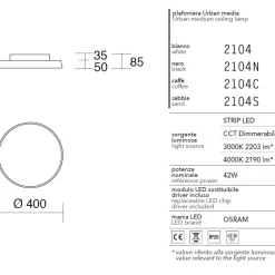 Plafoniere Moderne-IsyLuce Plafoniera marrone led 42w 3000k 4000k dimmerabile