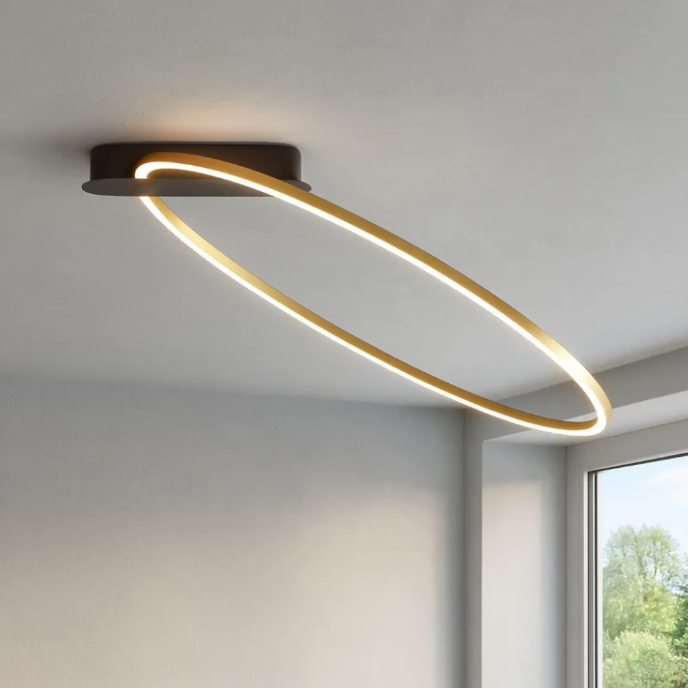 Plafoniere Moderne-Selezionato da Mazzolaluce Plafoniera kiki nero oro led 3000k dimmerabile moderna orientabile
