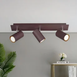 Plafoniere Moderne-Selezionato da Mazzolaluce Plafoniera lampada con 3 faretti orientabili marrone corten