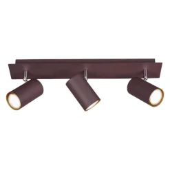 Plafoniere Moderne-Selezionato da Mazzolaluce Plafoniera lampada con 3 faretti orientabili marrone corten