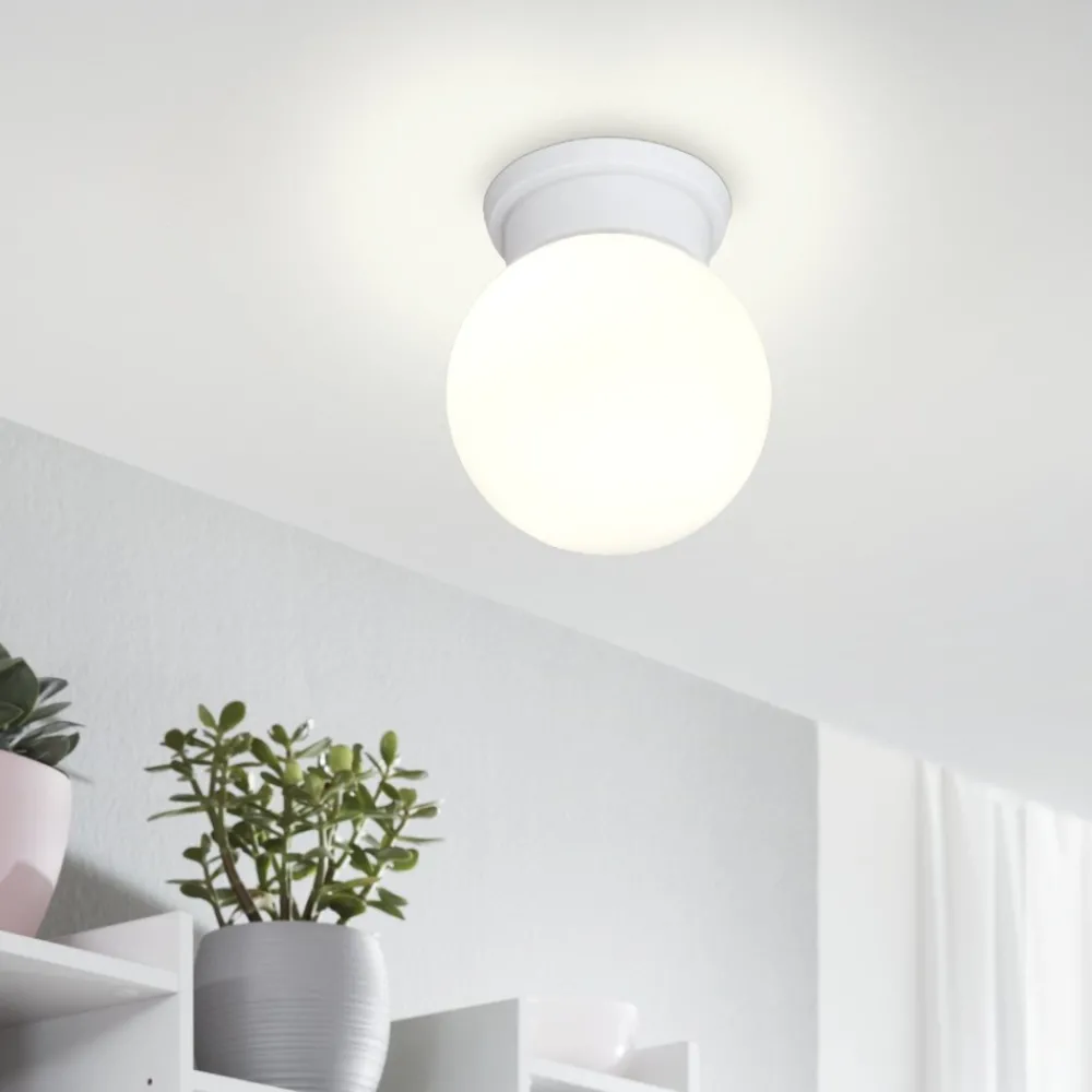 Plafoniere Moderne-Eglo Plafoniera lampada da soffitto sfera di vetro bianco durelo