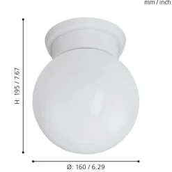 Plafoniere Moderne-Eglo Plafoniera lampada da soffitto sfera di vetro bianco durelo