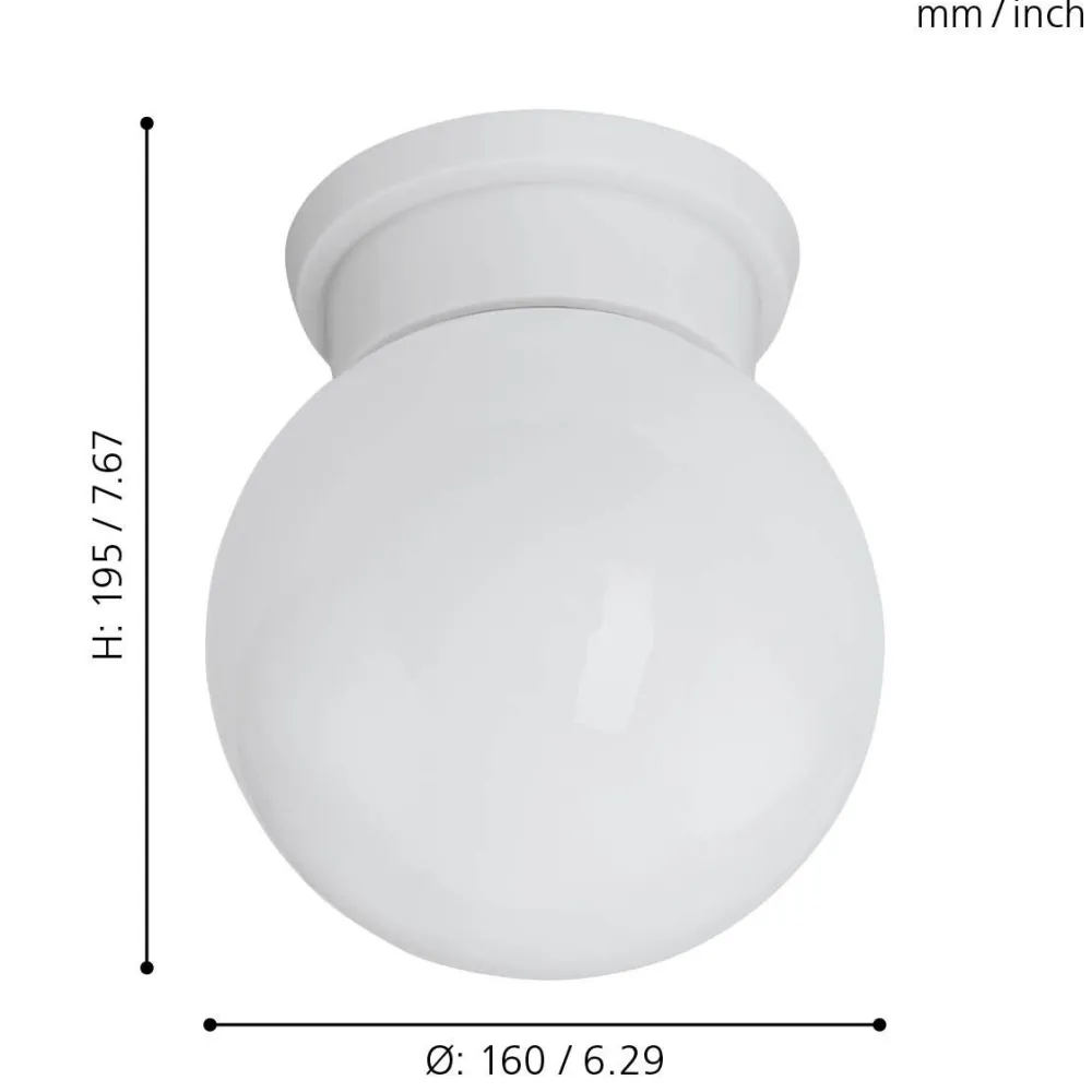 Plafoniere Moderne-Eglo Plafoniera lampada da soffitto sfera di vetro bianco durelo