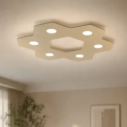 Plafoniere Moderne-Top Light Plafoniera 6 lampadine sostituibili design moderna colore sabbia