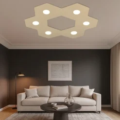 Plafoniere Moderne-Top Light Plafoniera 6 lampadine sostituibili design moderna colore sabbia