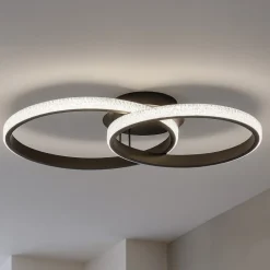 Plafoniere Moderne-Selezionato da Mazzolaluce Plafoniera led cerchi design moderna nera per camera da letto