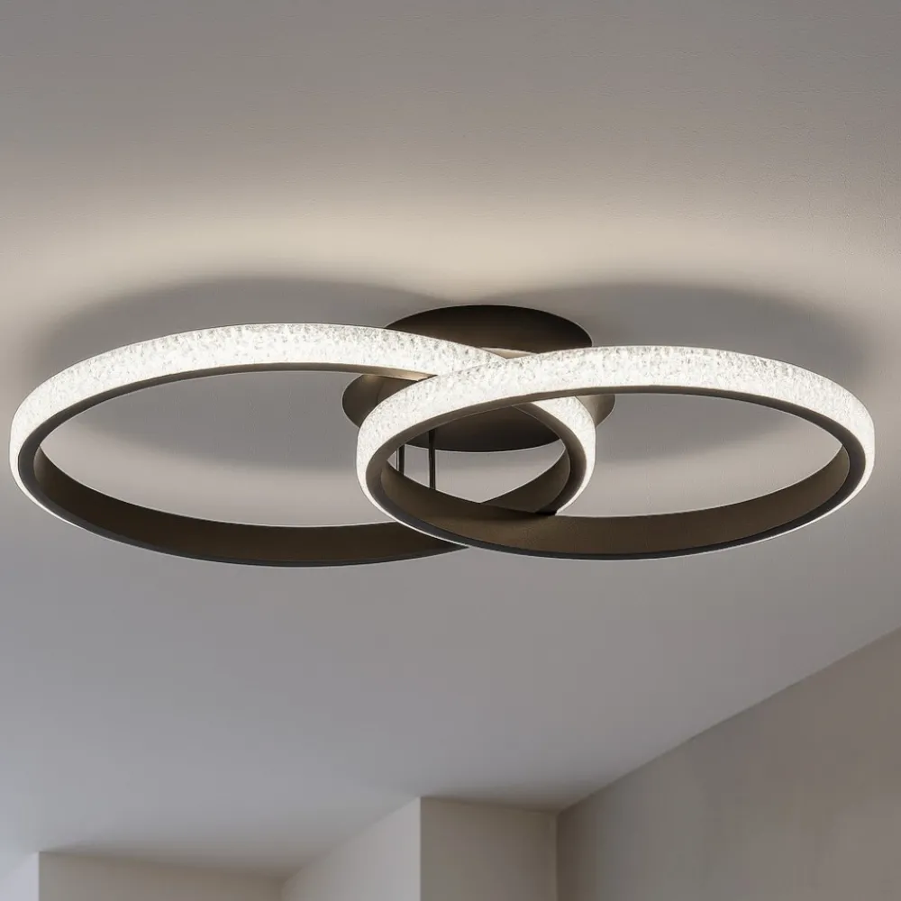 Plafoniere Moderne-Selezionato da Mazzolaluce Plafoniera led cerchi design moderna nera per camera da letto
