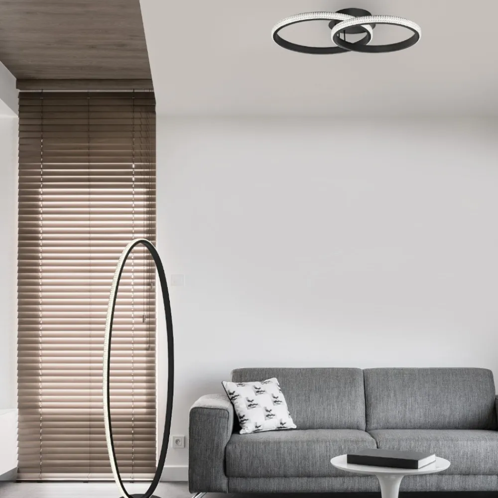 Plafoniere Moderne-Selezionato da Mazzolaluce Plafoniera led cerchi design moderna nera per camera da letto