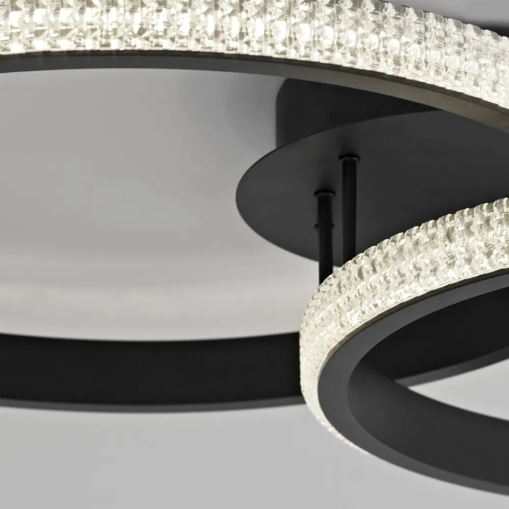 Plafoniere Moderne-Selezionato da Mazzolaluce Plafoniera led cerchi design moderna nera per camera da letto