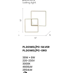Plafoniere Moderne-Ondaluce Plafoniera led da cucina dowel pc moderna 38w-8w dimmerabile