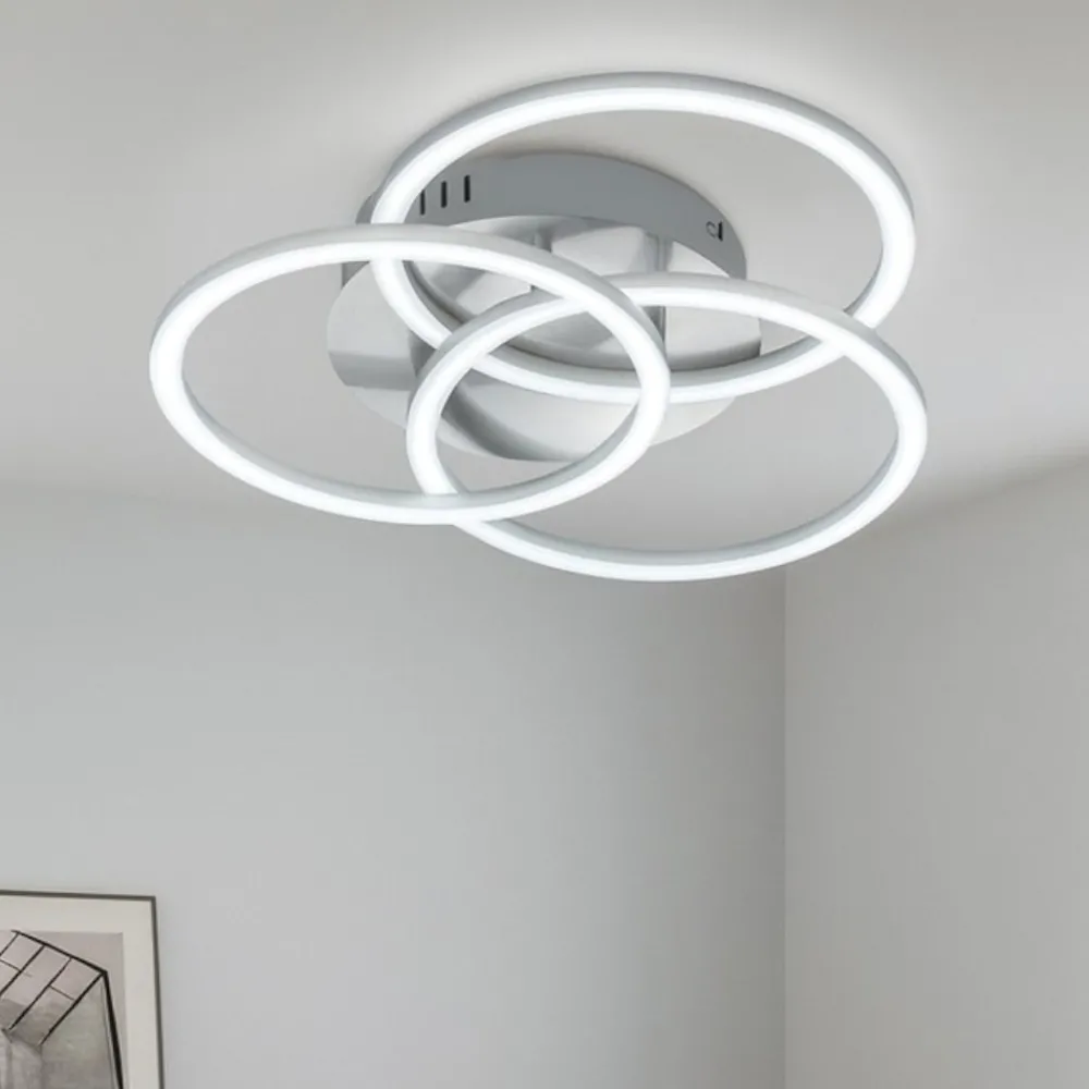 Plafoniere Moderne-Selezionato da Mazzolaluce Plafoniera led da 2700k a 6000k tricolor moderna nickel con telecomando