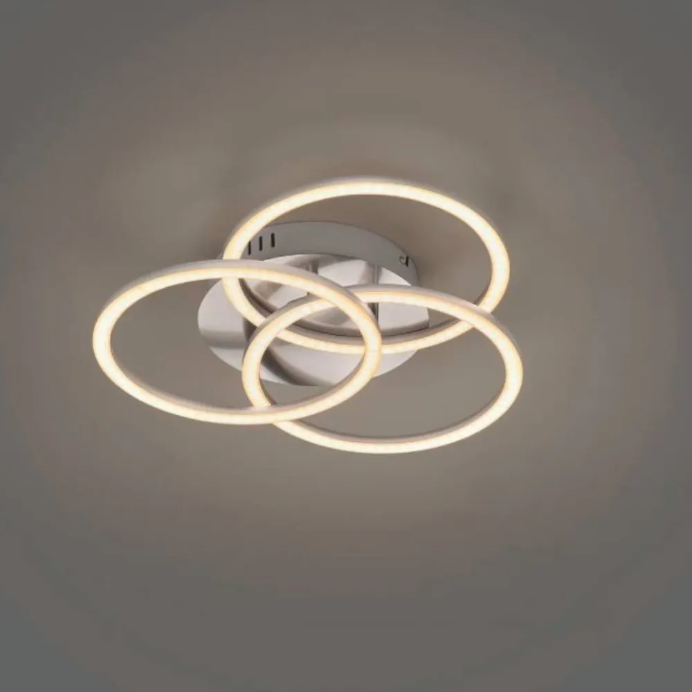 Plafoniere Moderne-Selezionato da Mazzolaluce Plafoniera led da 2700k a 6000k tricolor moderna nickel con telecomando