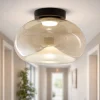 Plafoniere Moderne-Fabas Luce Plafoniera led di vetro ambra brena design moderna