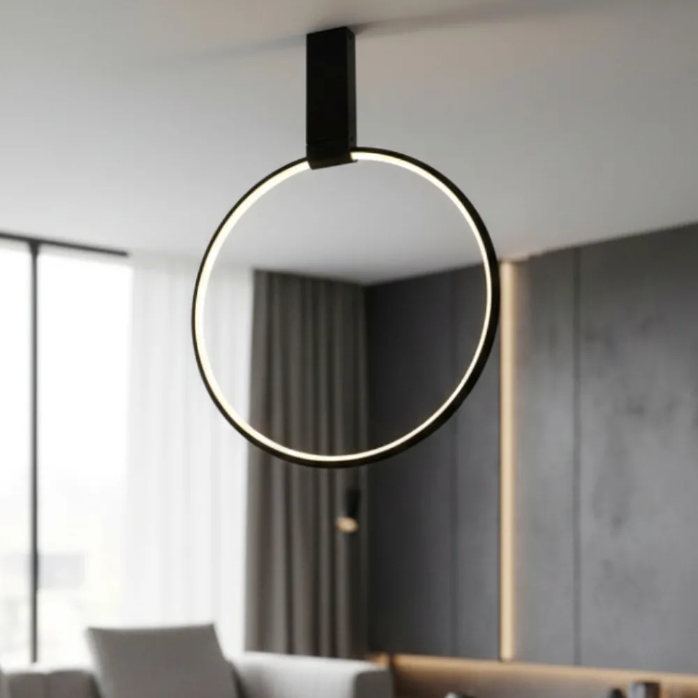 Plafoniere Moderne-Selezionato da Mazzolaluce Plafoniera led 3000k dimmerabile cerchio nero orientabile moderna