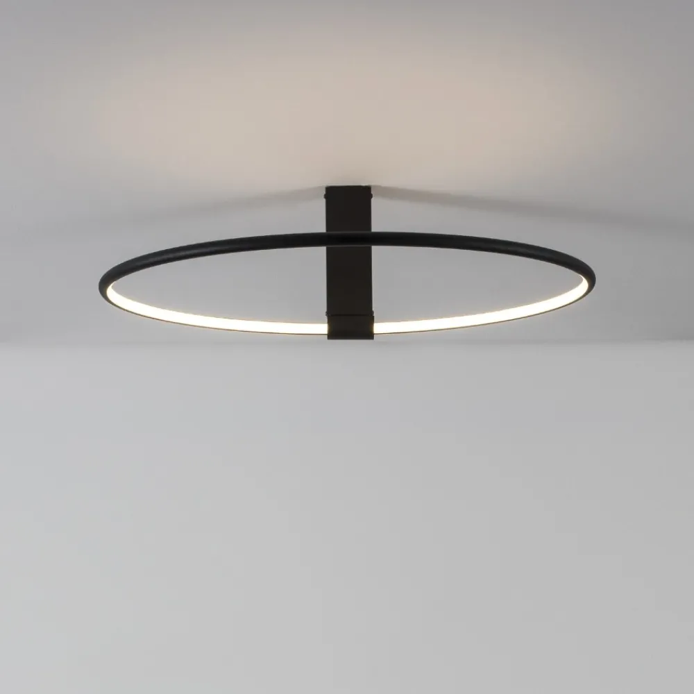 Plafoniere Moderne-Selezionato da Mazzolaluce Plafoniera led 3000k dimmerabile cerchio nero orientabile moderna