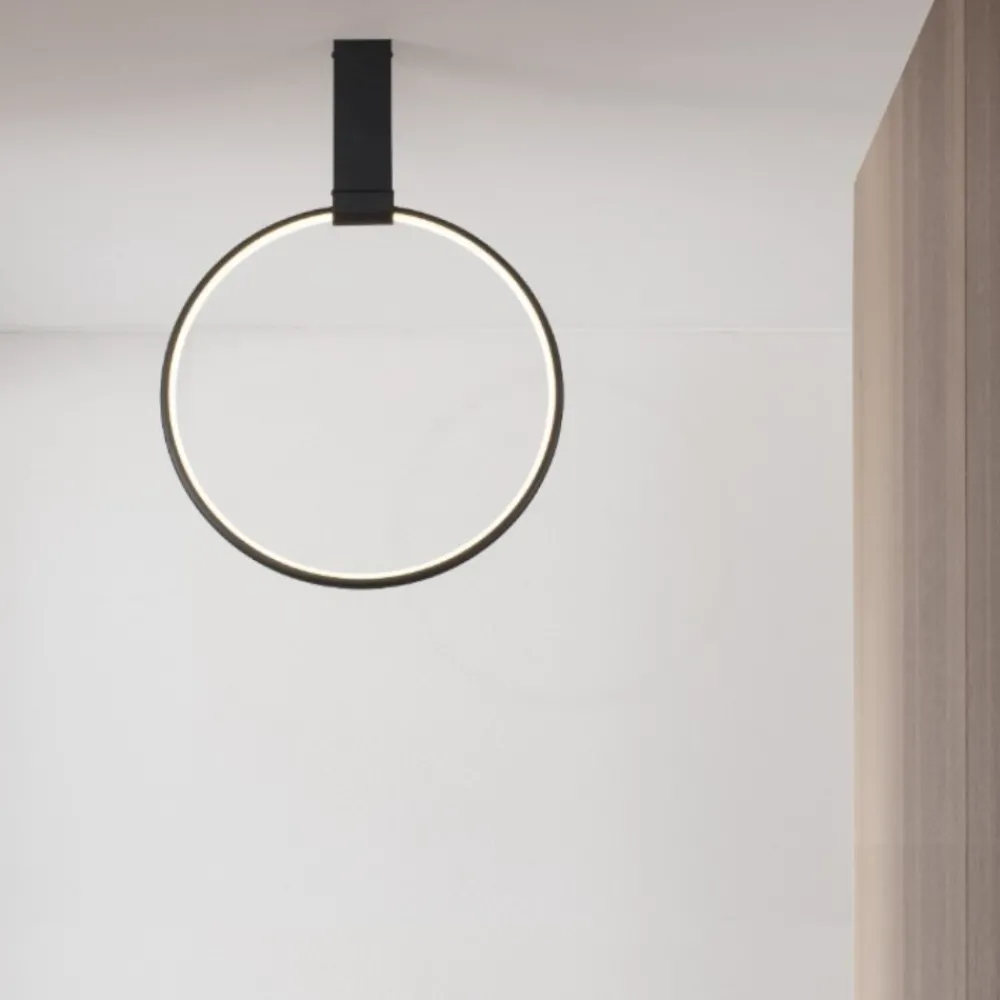 Plafoniere Moderne-Selezionato da Mazzolaluce Plafoniera led 3000k dimmerabile cerchio nero orientabile moderna