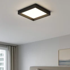 Plafoniere Moderne-Linea Light Plafoniera led 3000k nera tara ip40 quadrata