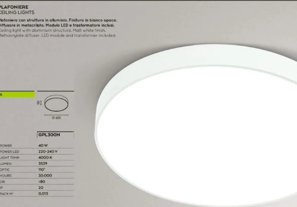 Plafoniere Moderne-Selezionato da Mazzolaluce Plafoniera led 4000k tonda bianco opaco moderna