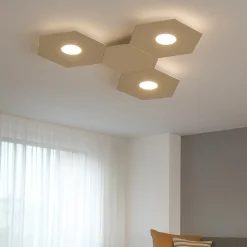 Plafoniere Moderne-Top Light Plafoniera led moderna componibile 3 luci + 1 piastra metallo sabbia