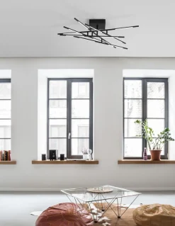 Plafoniere Moderne-Selezionato da Mazzolaluce Plafoniera led moderna nera design 3000k per soggiorno