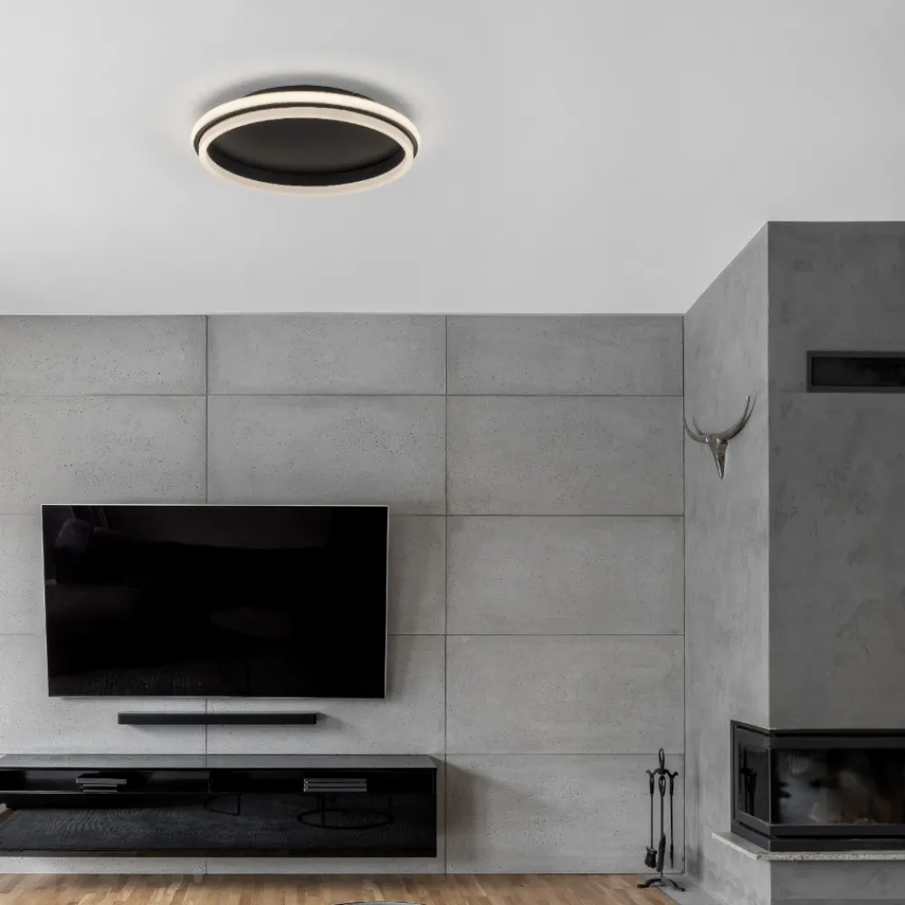 Plafoniere Moderne-Selezionato da Mazzolaluce Plafoniera led moderna nera 40w 3000k rotonda per soggiorno
