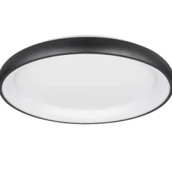 Plafoniere Moderne-Selezionato da Mazzolaluce Plafoniera led nera 75cm tonda moderna design anello per soggiorno