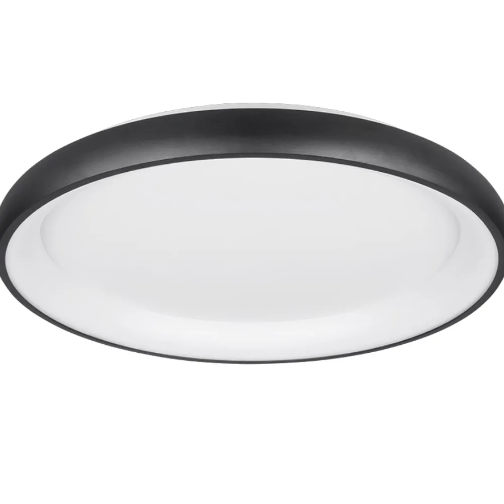 Plafoniere Moderne-Selezionato da Mazzolaluce Plafoniera led nera 75cm tonda moderna design anello per soggiorno