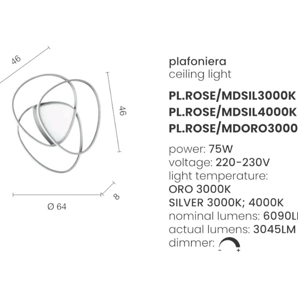 Plafoniere Moderne-Ondaluce Plafoniera led md rose oro