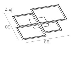 Plafoniere Moderne-Top Light Plafoniera led toplight four squares nera 119w 3000k 4000k