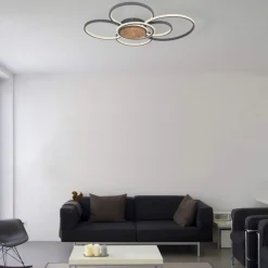 Plafoniere Moderne-Selezionato da Mazzolaluce Plafoniera led 60w antracite legno 2700k a 6000k con telecomando