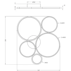 Plafoniere Moderne-Selezionato da Mazzolaluce Plafoniera led 49w cerchi nera 3000k dimmerabile