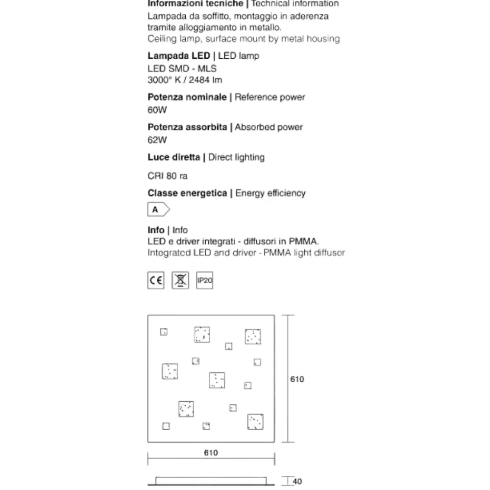 Plafoniere Moderne-IsyLuce Plafoniera led 60w 3000k bianca quadrata extra-large