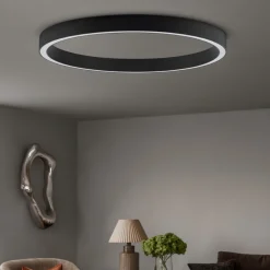 Plafoniere Moderne-Selezionato da Mazzolaluce Plafoniera led 60w 3000k dimmerabile nero anello 100 cm
