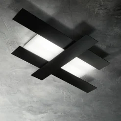 Plafoniere Moderne-Gea Luce Plafoniera led 40w 3000k doha nera moderna