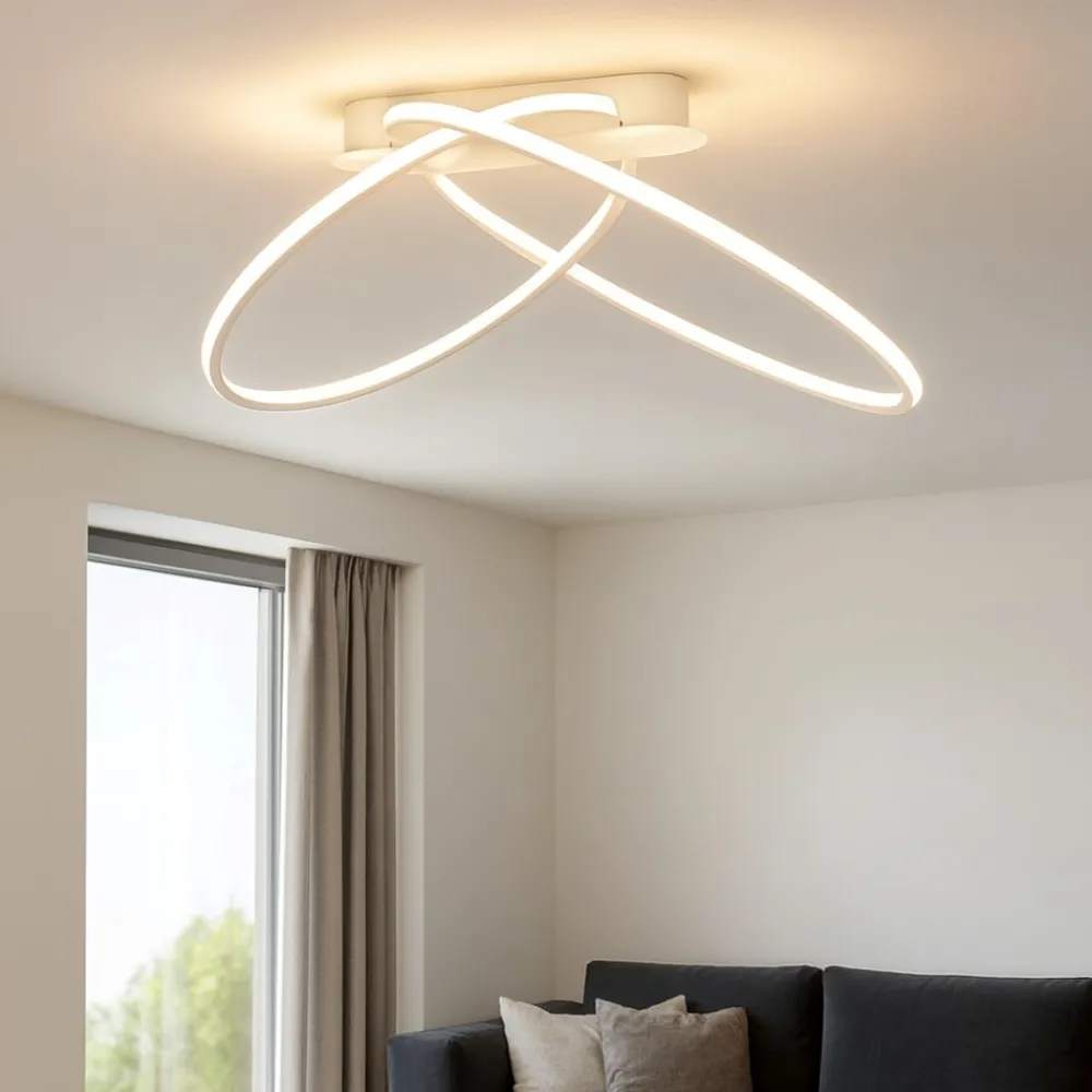 Plafoniere Moderne-Selezionato da Mazzolaluce Plafoniera led 42w kiki moderna 3000k dimmerabile cerchi bianca