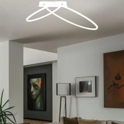 Plafoniere Moderne-Selezionato da Mazzolaluce Plafoniera led 42w kiki moderna 3000k dimmerabile cerchi bianca