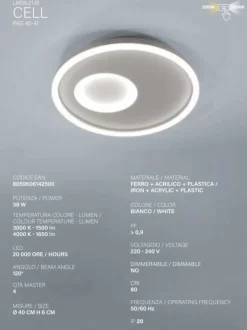 Plafoniere Moderne-Vivida International Plafoniera led 38w 3000k 4000k bianca rotonda vivida cell