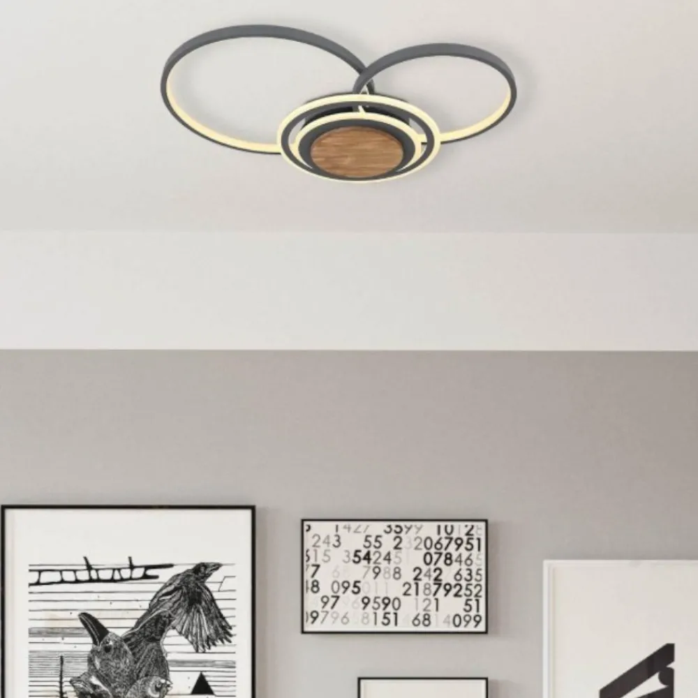 Plafoniere Moderne-Selezionato da Mazzolaluce Plafoniera led 40w 3000k legno antracite design