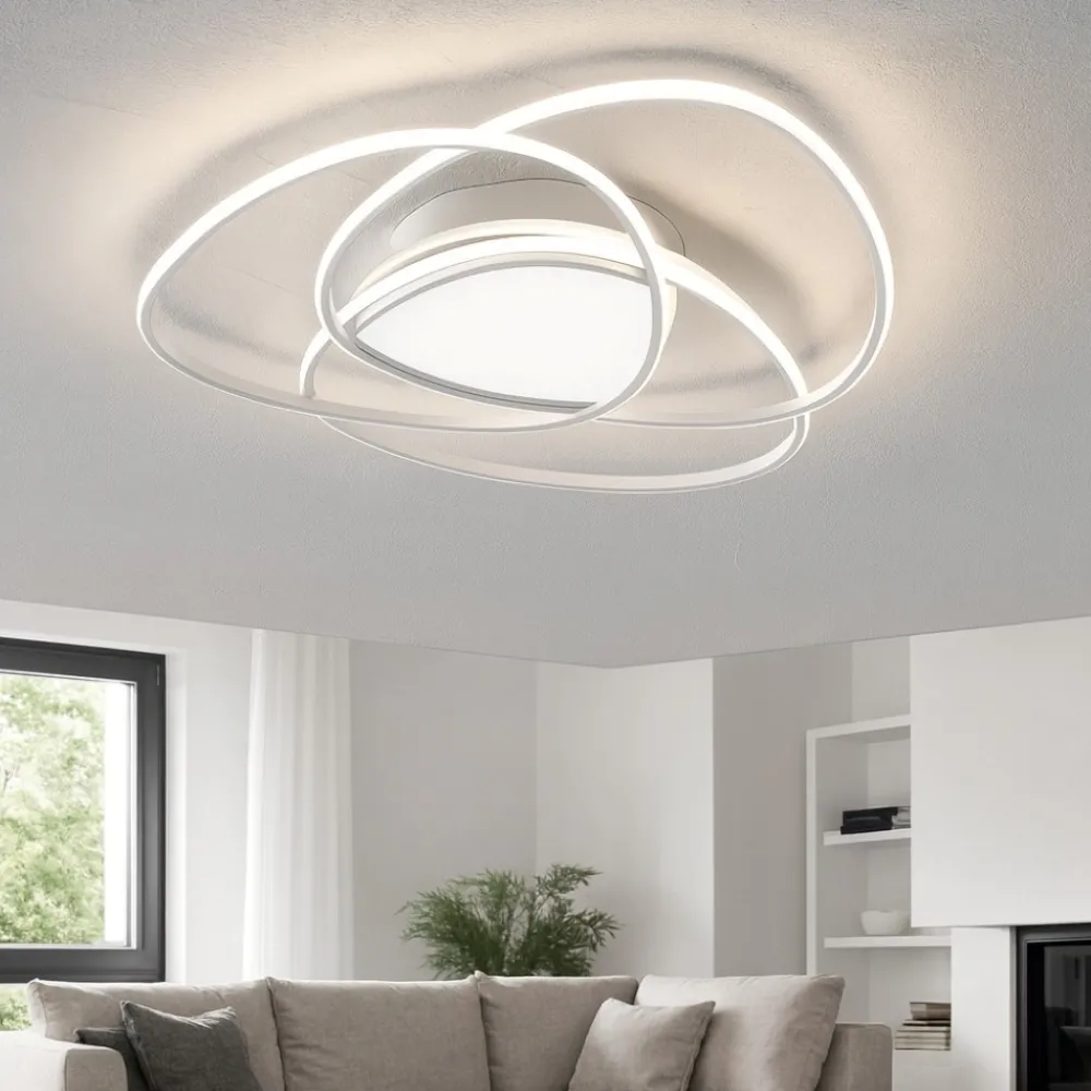 Plafoniere Moderne-Ondaluce Plafoniera led75w 3000k moderna rose md silver dimmerabile
